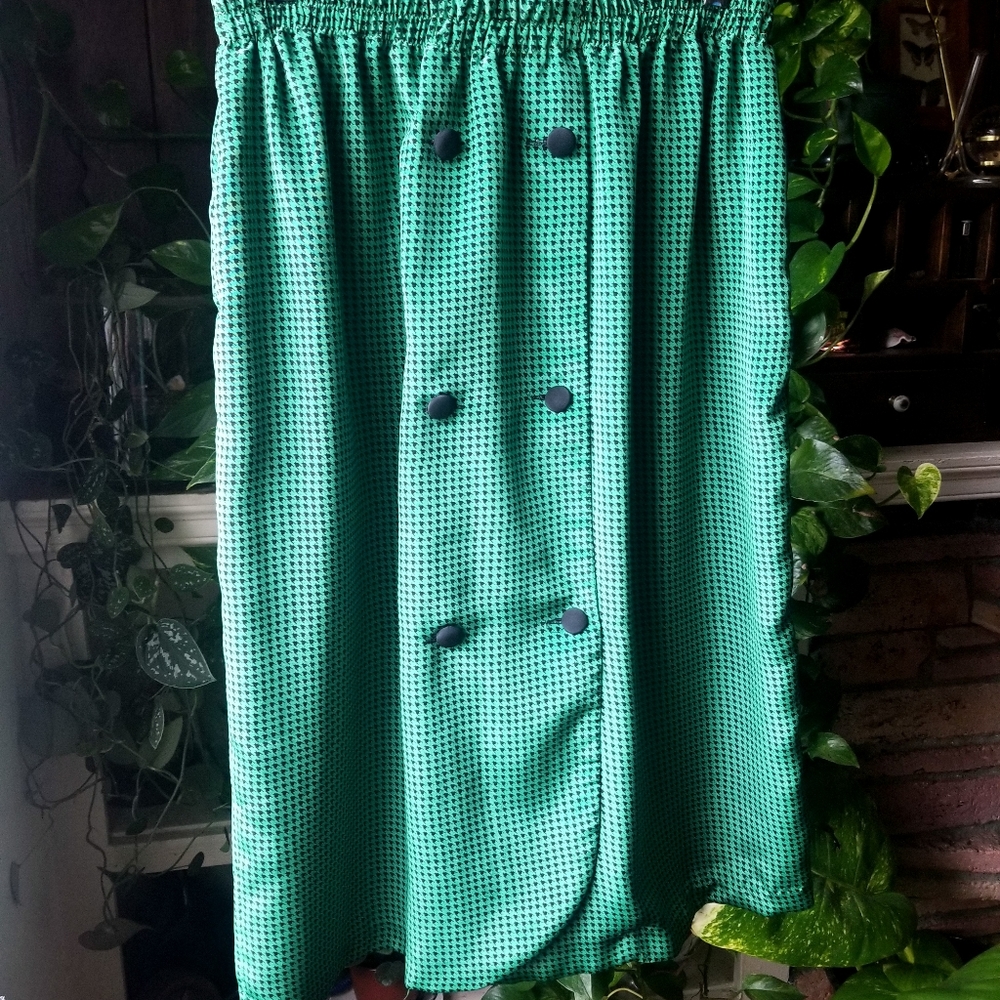 Vintage green pleated  pencil skirt
